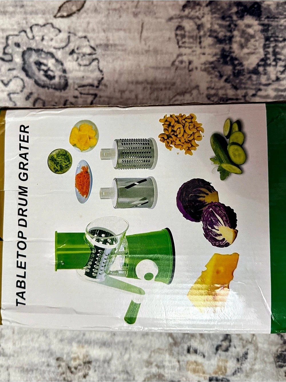 Tabletop Drum Grater Green & White